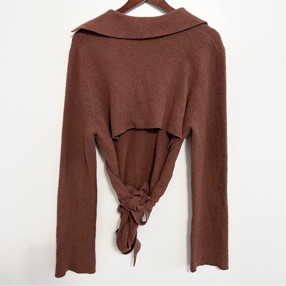 Nanushka Rosalie Tie Front Sweater in Nutmeg Medium - Picture 4 of 7